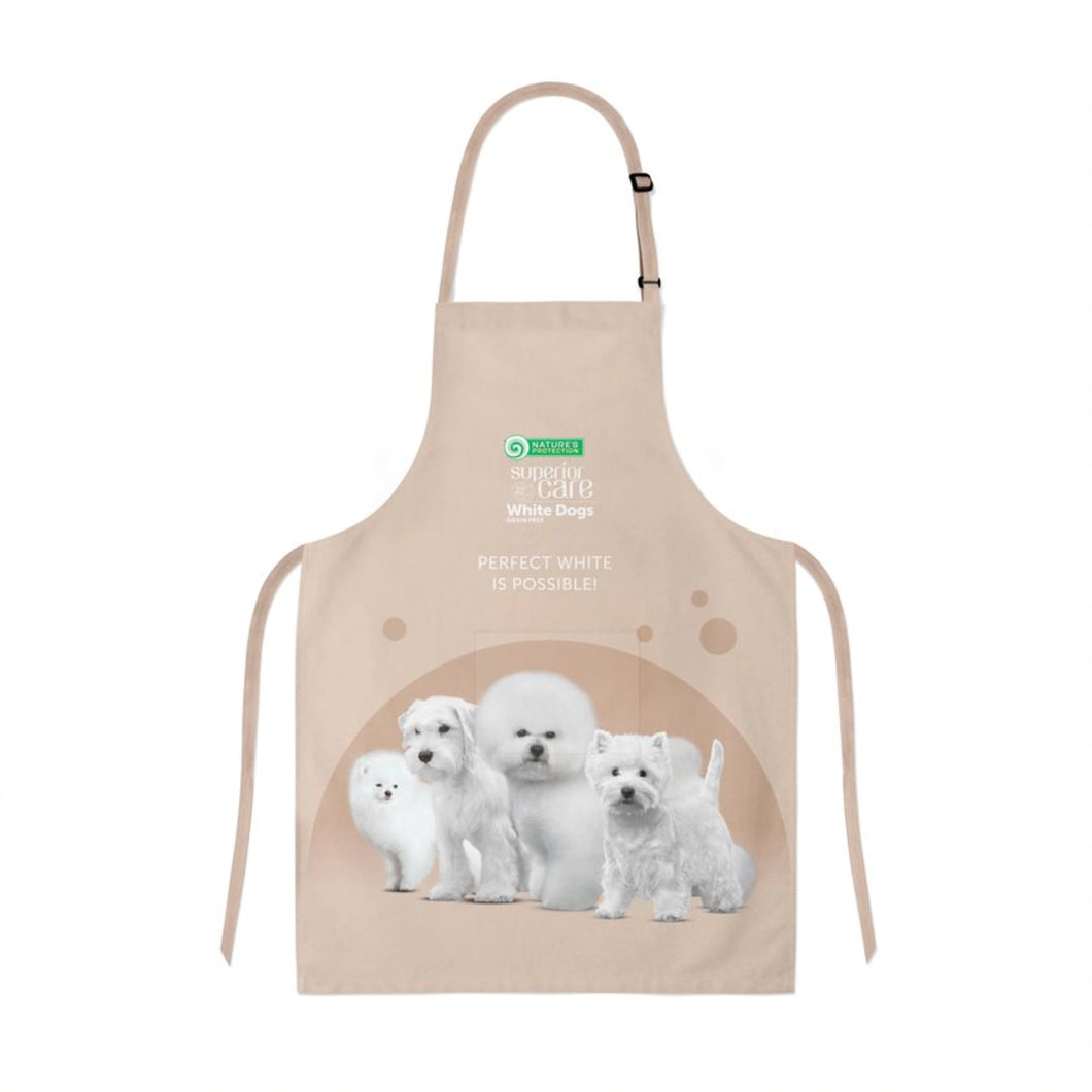 Grooming apron White Dogs with puppies 23.62x27.56 in