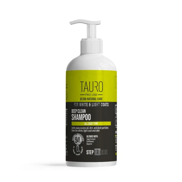 Ultra Natural Care deep clean shampoo for dogs and cats with white, light coat and skin
