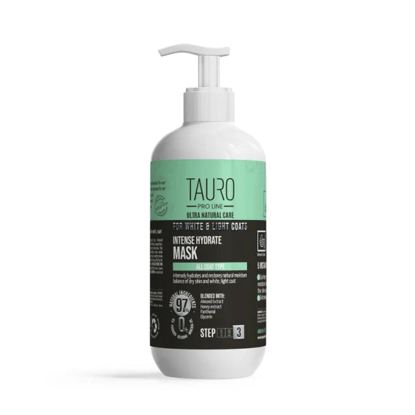 Ultra Natural Care intense hydrate mask for dogs and cats with white, light coat and skin