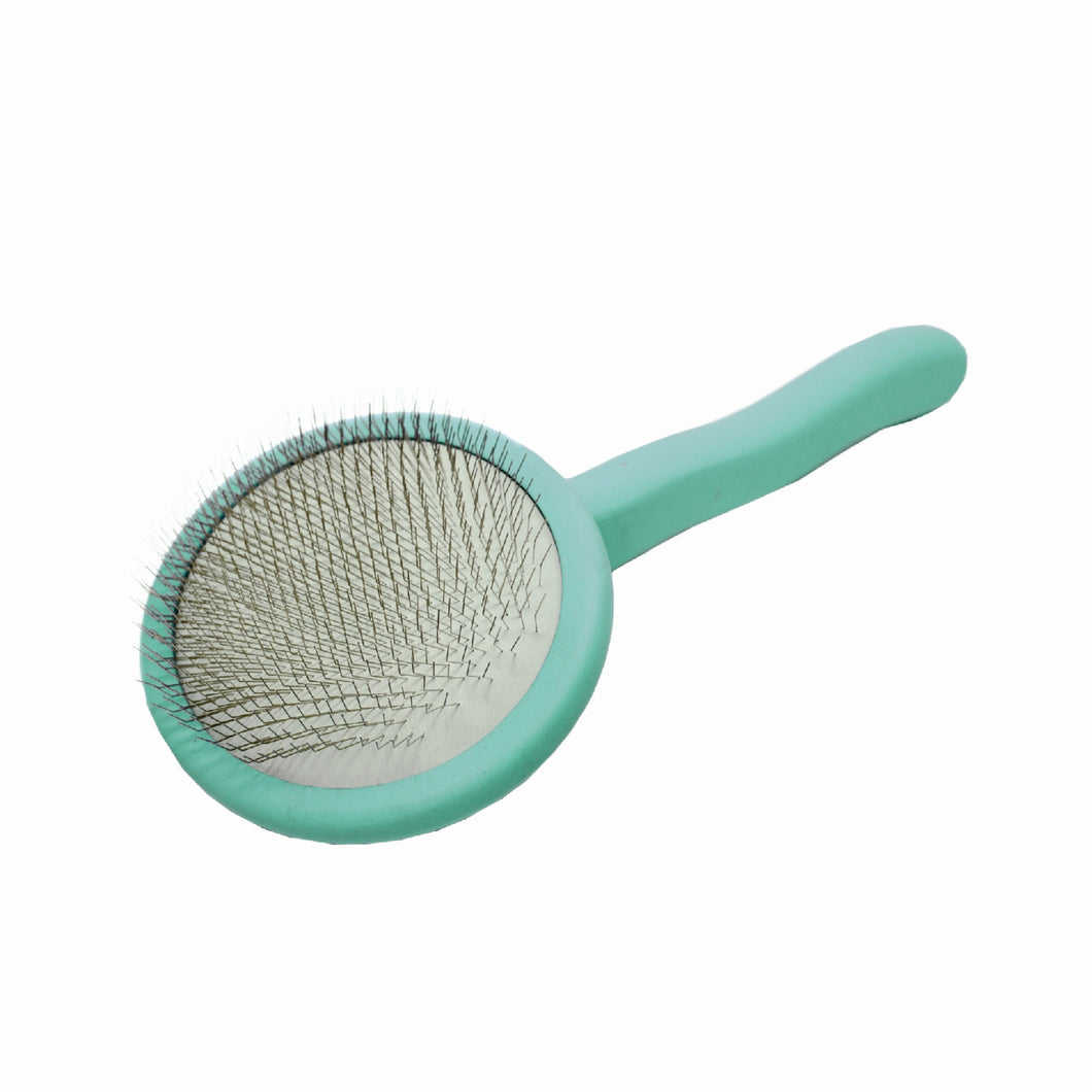 Ergonomic Non-Slip Wooden Round Dog & Cat Brush For All Hair Type Comfortable Brushing And Detangling, 3.54 x 7.48 in mint