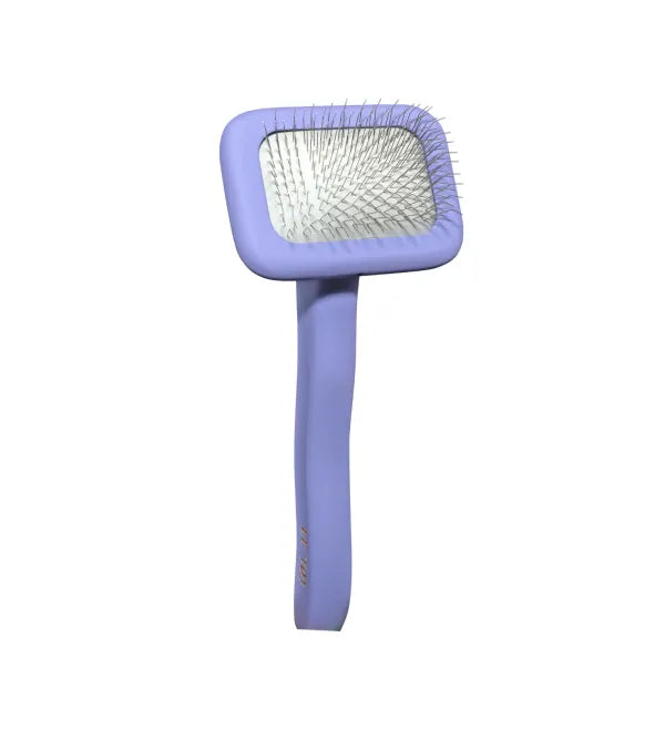 Ergonomic Non-Slip Wooden Rectangular Dog & Cat Brush For All Hair Type Comfortable Brushing And Detangling, teeth 0.43 in, purple S, 2.68x5.83 in