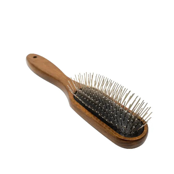 Wooden Massage Oblong Dog & Cat Brush For All Hair Type To Improve Circulation And Promote Healthy Hair Growth 2.36x9.45x0.59 in
