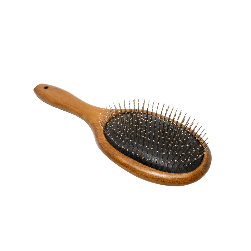 Prestige Wooden Massage Round Dog & Cat Brush For All Hair Type To Improve Circulation And Promote Hair Growth, large, wooden 10.63 x3.54 x0.39 in