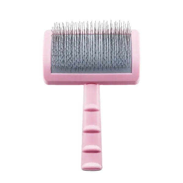 Brush, plastic, thin and soft 0.98 in stainless steel pins, pink, small size 6.1x4.0x2.4 in pink